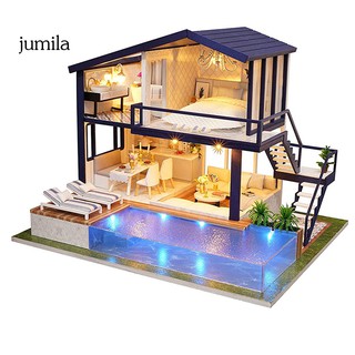 JULA DIY Miniature Dollhouse Furniture Swimming Pool Building Villa Model Kids Toy