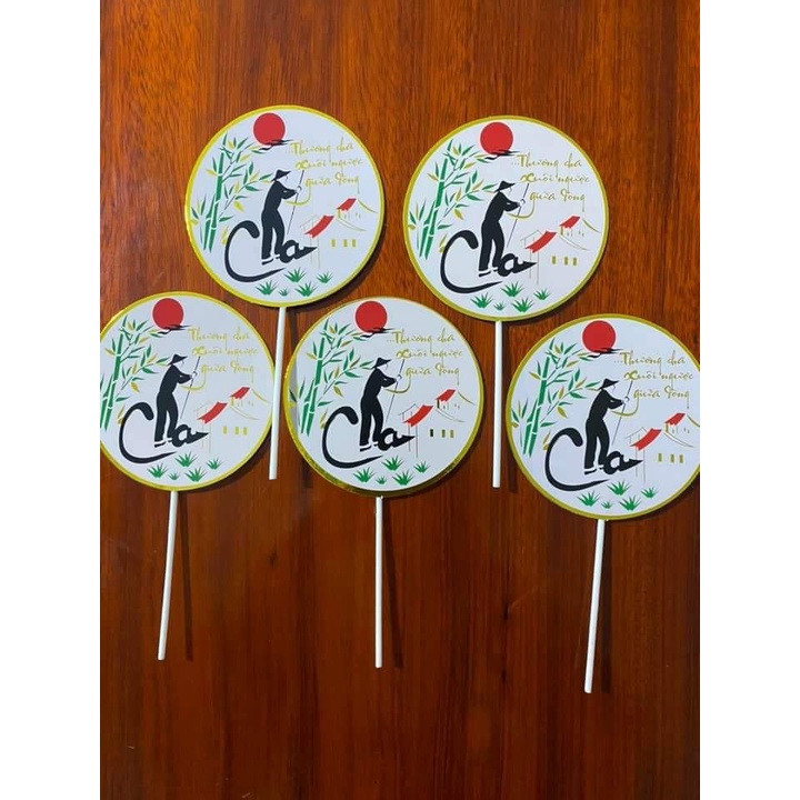 5 set 5 cây cắm giấy cha chèo thuyền,mẹ gánh hàng HD