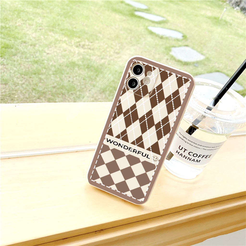 Ốp iphone cạnh vuông caro nâu &quot;wonder/full&quot; cho 11/11pro/11promax/12/13/pro/promax/6/7/8/plus/splus/x/xs/xr/xsmax-e202