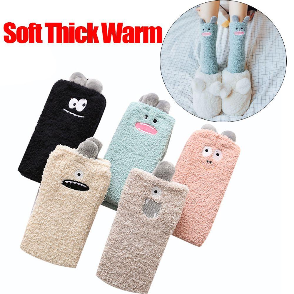 Vớ Ngủ Vải Nhung San Hô Mềm Mại Họa Tiết Động Vật Hoạt Hình Cho Nữ