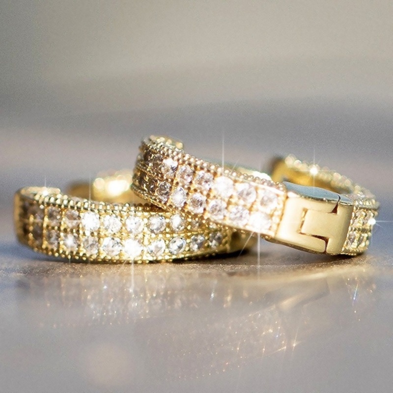 Hoa tai kim cương đầy đủ phóng đại hoa tai nữ khảm siêu nhỏ cao cấp zircon ins