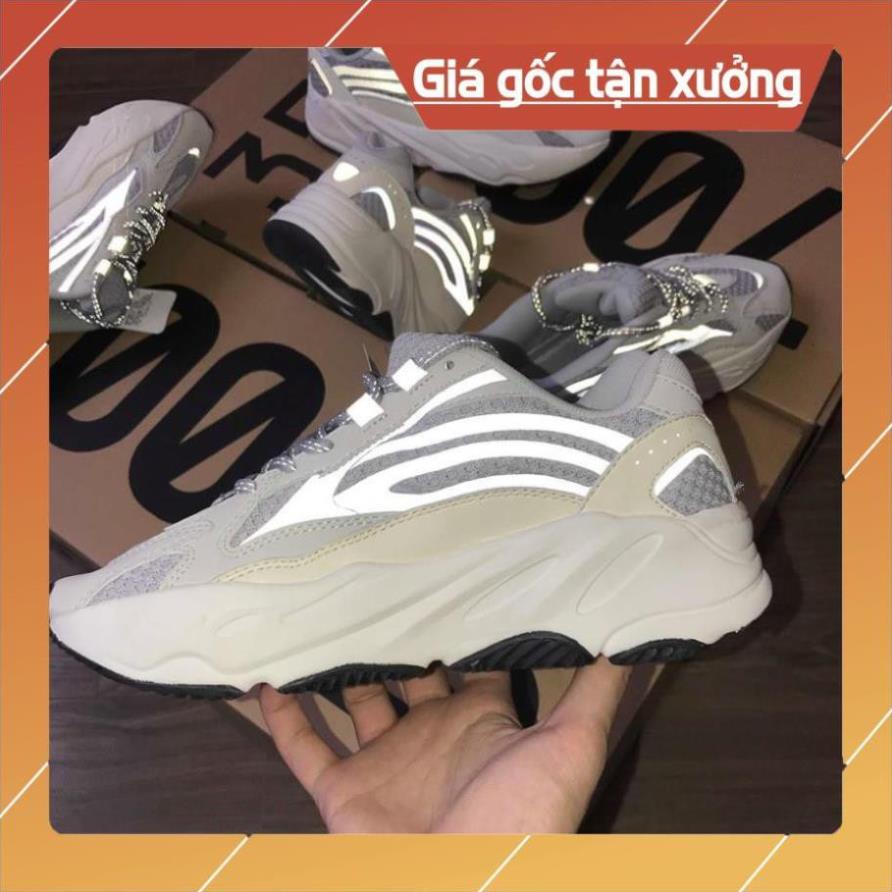 Giày Sneaker Nam Nữ Yz-700 STT Xám Trắng, Giày thể thao nam nữ cao cấp sale 11/11