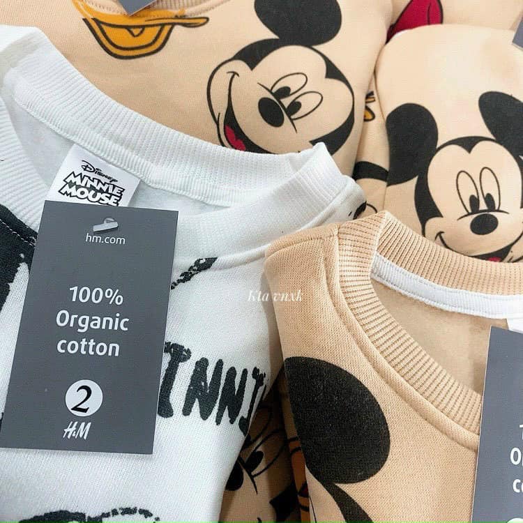 Đồ bộ bé gái nỉ bông dài tay thu đông in hình mickey disney Combo 2 bộ quần áo trẻ em