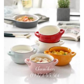 Bát hai quai 280ml viền đen