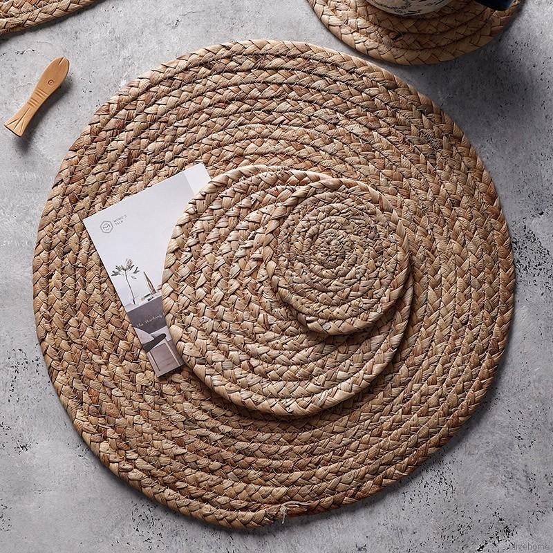 Tấm lót bàn ăn hình tròn bằng mây đan