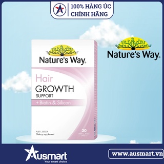 Viên uống hỗ trợ mọc tóc dày & khỏe Nature's Way Hair Growth Support + Biotin & Silicon 30 viên