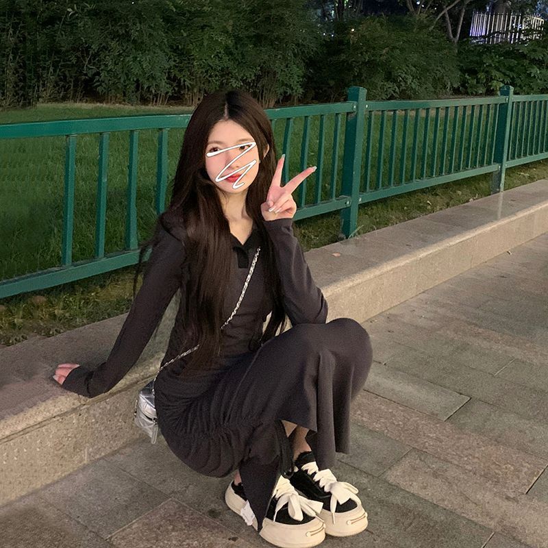 COZOK Váy polo Tay Dài Form Ôm Xẻ Tà Hợp Thời Trang