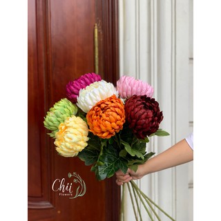 Hoa giả hoa lụa - Cúc Mẫu Đơn Phú Quý decor đẹp cao cấp nhập khẩu trang trí nhà cửa phù hợp cắm bình gốm Chiiflower CH52