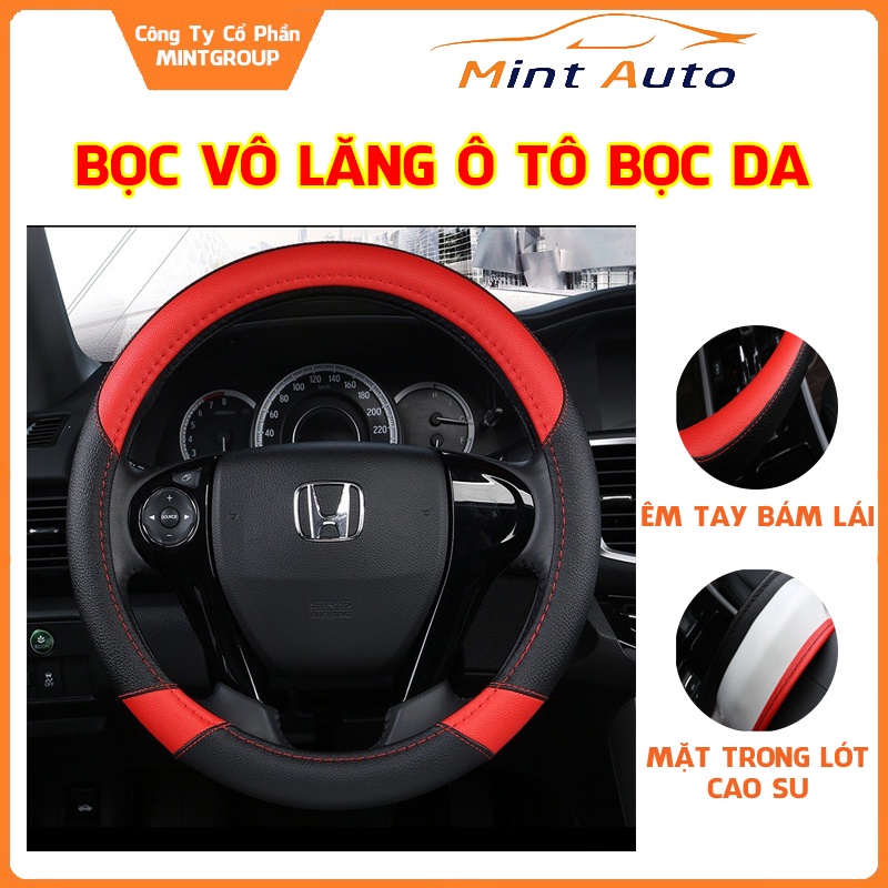 Bọc vô lăng ô tô cao cấp xe hơi xe con xe tải xe khách bằng da PU đẹp MINTAUTO BVL001