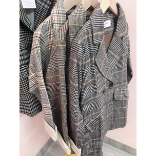 Áo dạ kẻ blazer