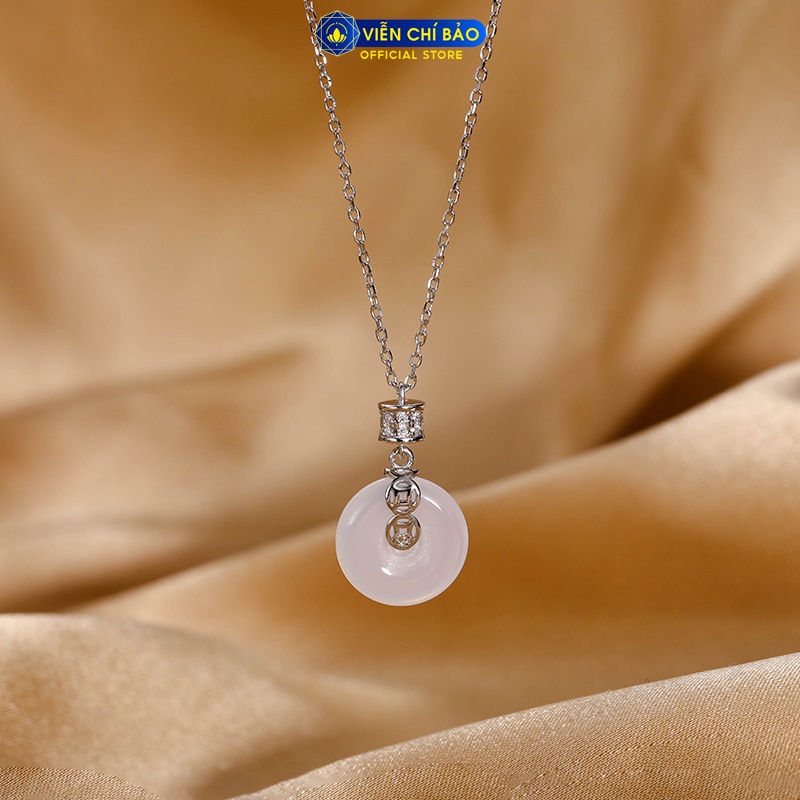 Dây chuyền bạc nữ kim tiền đồng điếu đá bạc Thái 925 thời trang nữ phụ kiện trang sức nữ Viễn Chí Bảo D000156