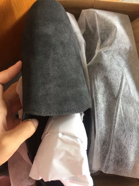 Giầy sục nam hai loại da bóng & da lộn