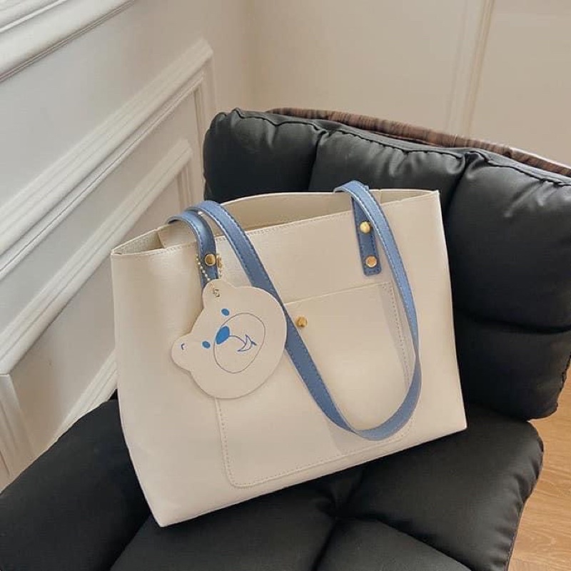 Túi Toe Đeo Vai Móc Gấu, Túi Xách Nữ Công Sở Du Lịch Size To