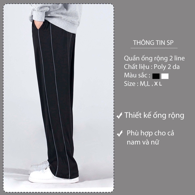 Quần ống rộng nam nữ 2 line trendy cực kì hack dáng