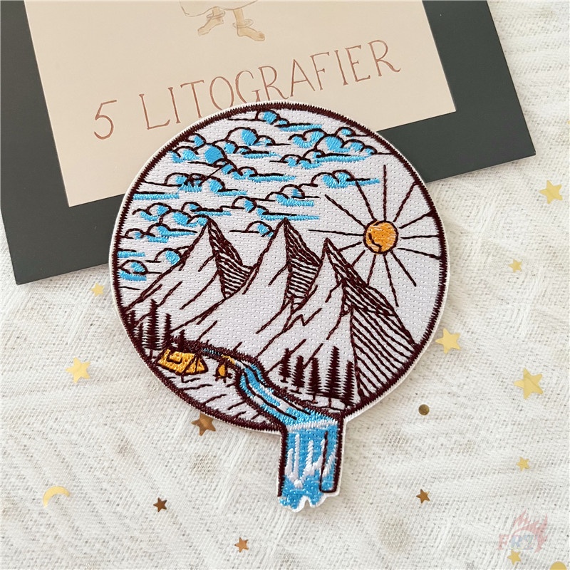 ☸ Sticker Dán Tường Tự Dính Hình Ngọn Núi Và Phong Cảnh Trang Trí Nghệ Thuật ☸ 1 Miếng Dán Ủi Quần Áo Hình Chim Hồng Hạc