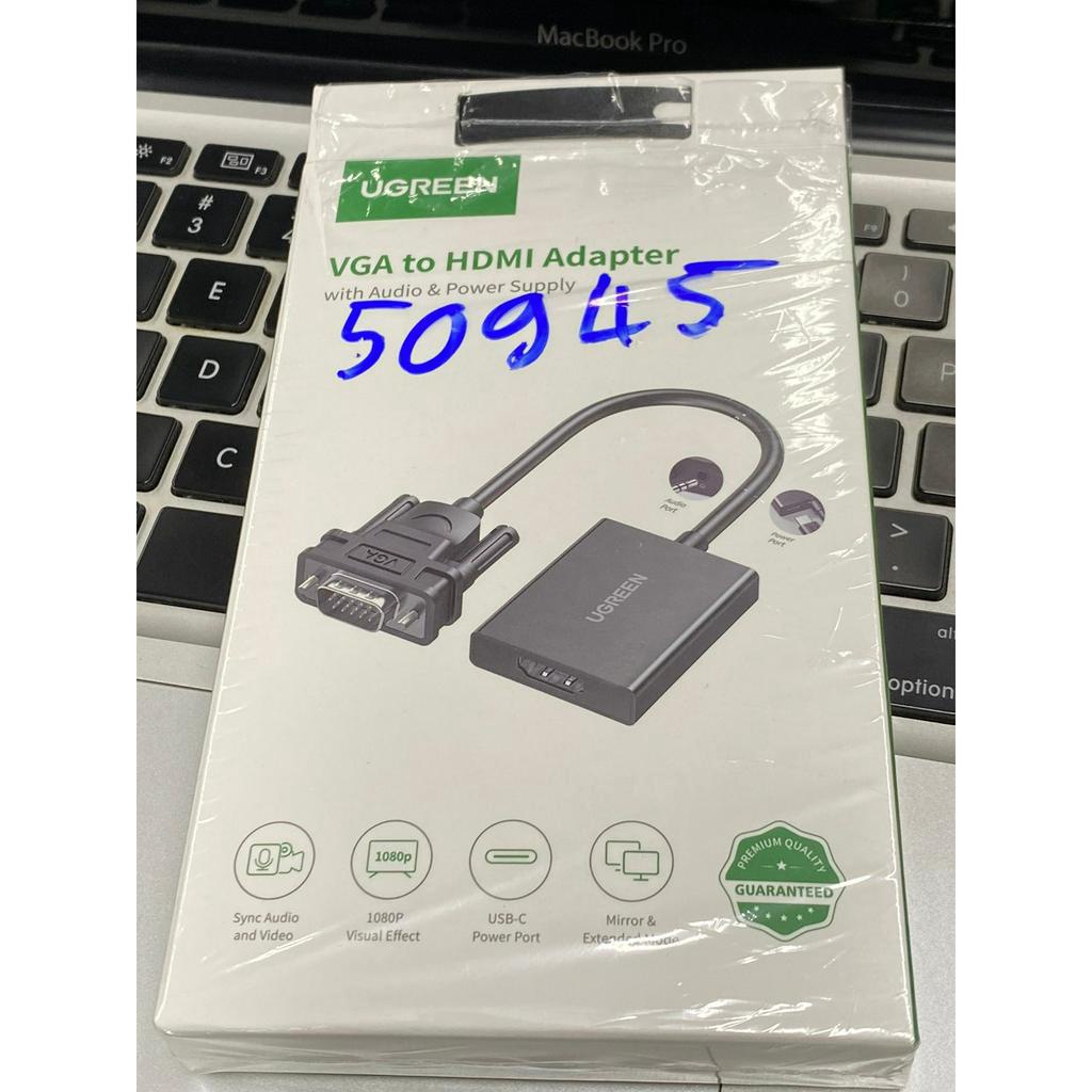 Cáp chuyển đổi VGA sang HDMI+Audio 1080P@60Hz Ugreen 50945 chính hãng bảo hành 18 tháng