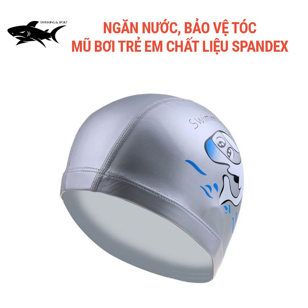 Mũ bơi cho bé nam nữ siêu ngộ nghĩnh, mũ bơi trẻ em chất liệu mềm mại an toàn 1179 SHARK Sport