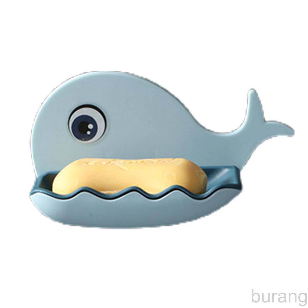Wall-mounted Soap Dish Cartoon Whale Soap Holder with Drain Design for Bathroom Kitchen burang