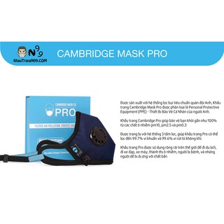 khẩu Trang Cambridge Mask Cao Cấp Pro N99
