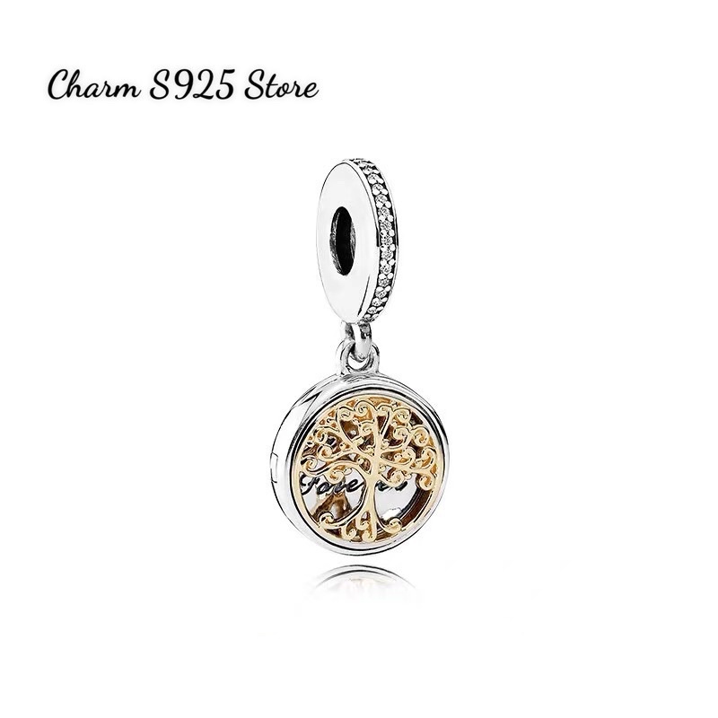 charm pan treo cây vàng phối trắng bạc s925 cao cấp