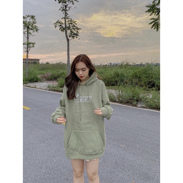 Áo hoodie nỉ lót bông chữ DREW