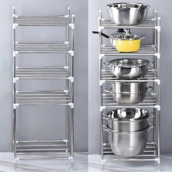 kệ để xoong nồi , giá để đồ 5 tầng inox