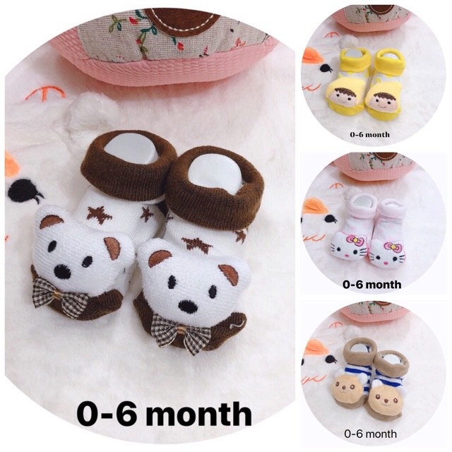 Tất len cao cổ hình thú xuất Hàn cho bé từ 0-6 tháng