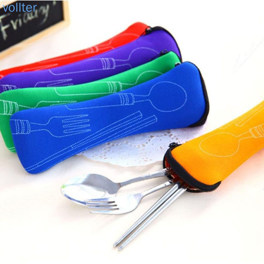 Túi đựng dụng cụ ăn thiết kế dây khóa kéo tiện dụng