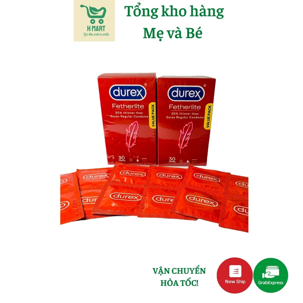 Bao cao su siêu mỏng Durex Fetherlite - Hộp 30 chiếc Úc