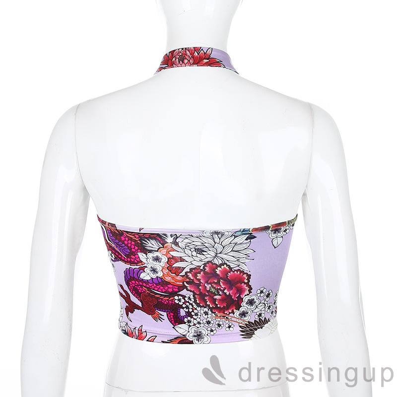 Áo croptop co giãn phong cách retro Trung Hoa gợi cảm cho nữ