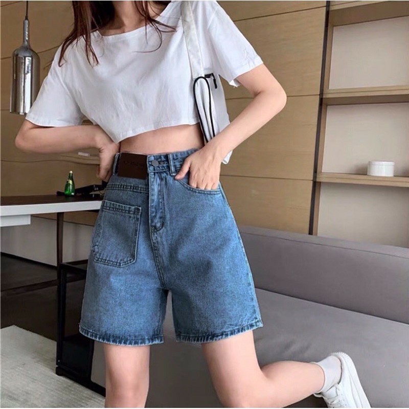 Quần Sọt Ngố Lửng Ống Rộng Nữ Chất Bò Lưng Cao ULZZANG 526