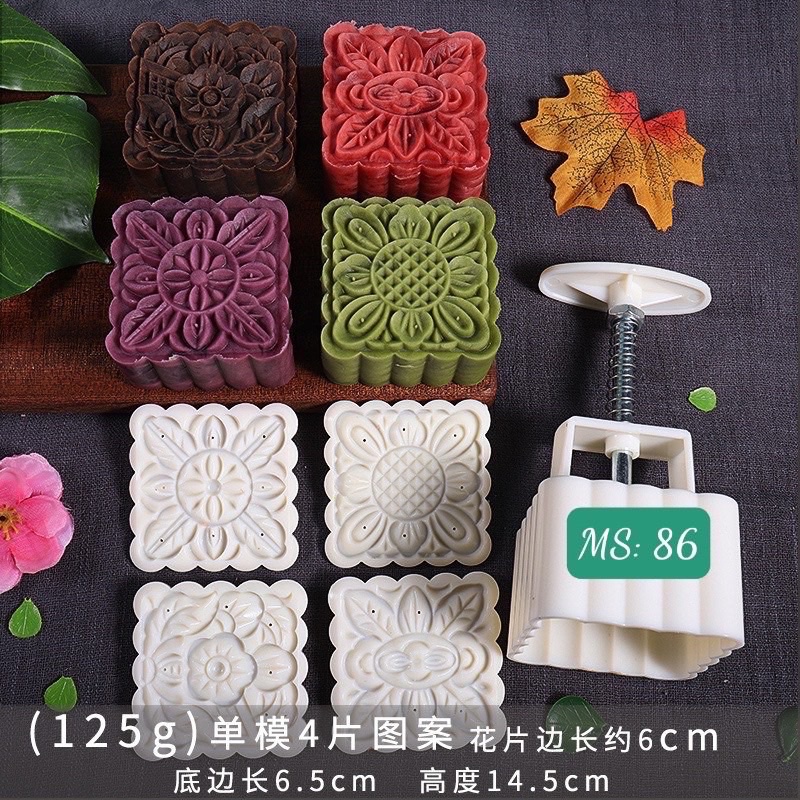 Khuôn làm bánh trung thu khuôn tròn 4 mặt 100g - Khuôn làm bánh tại nhà