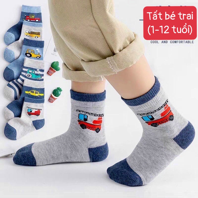 Tất chân hình siêu nhân dày ấm cho bé trai từ 1 - 12 tuổi