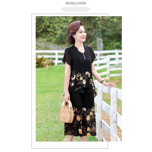 Bộ quần áo trung niên voan