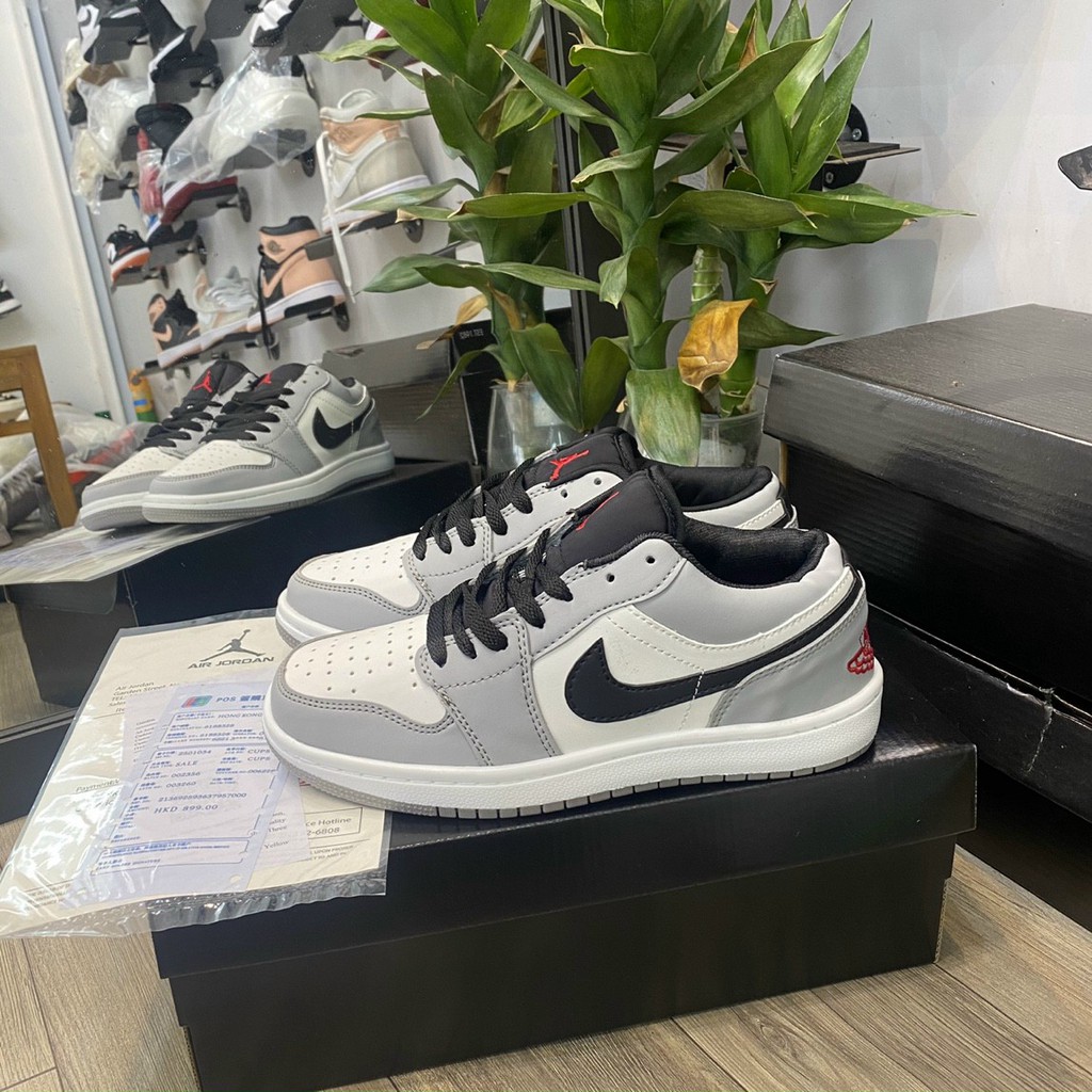 [xả hàng] Giày thể  thao sneaker Xám thấp thêu chỉ đỏ nam nữ full box bill