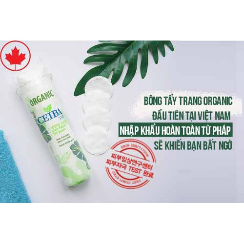 [Chuẩn Auth] Bông Tẩy Trang Hữu Cơ Ceiba 80 Miếng Organic Tree (chính hãng Pháp)