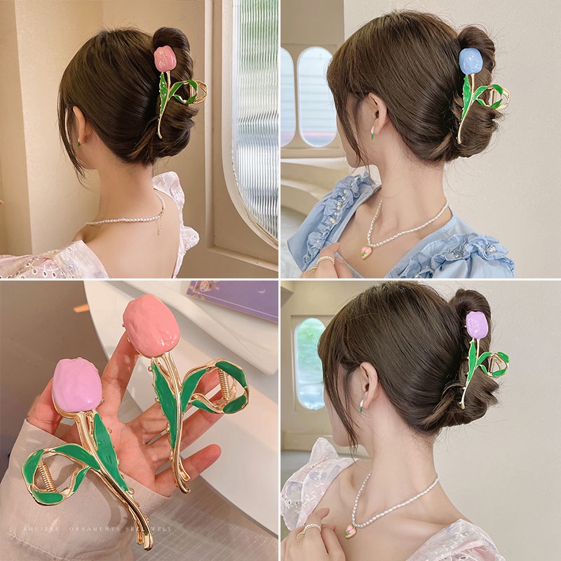 Kẹp Tóc Hình Hoa Màu Sắc Thời Trang