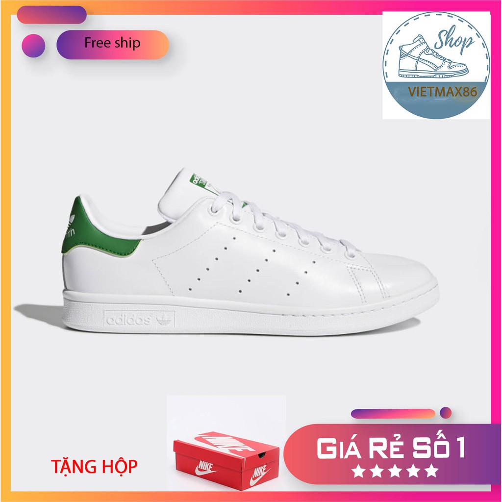 Giày Thể Thao Stan Smith Trắng Gót Xanh Lá thời trang giá rẻ tặng kèm bull box bill