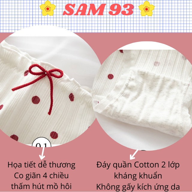 Quần Lót Cotton Gân Tăm Họa Tiết Dễ Thương Cao Cấp, Mềm Mịn 💖FREESHIP💖 Quần Chíp Nữ Thông Hơi Kháng Khuẩn – SAM93 Q19
