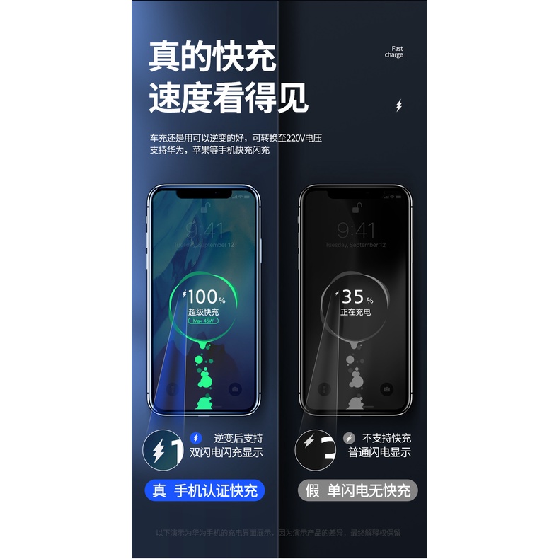 Bộ sạc chuyển đổi 12v / 24V sang 110V / 220V 100W QC3.0 thích hợp cho xe hơi