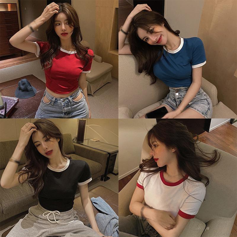 Áo thun tay ngắn cổ tròn dáng ôm thời trang cho nữ
