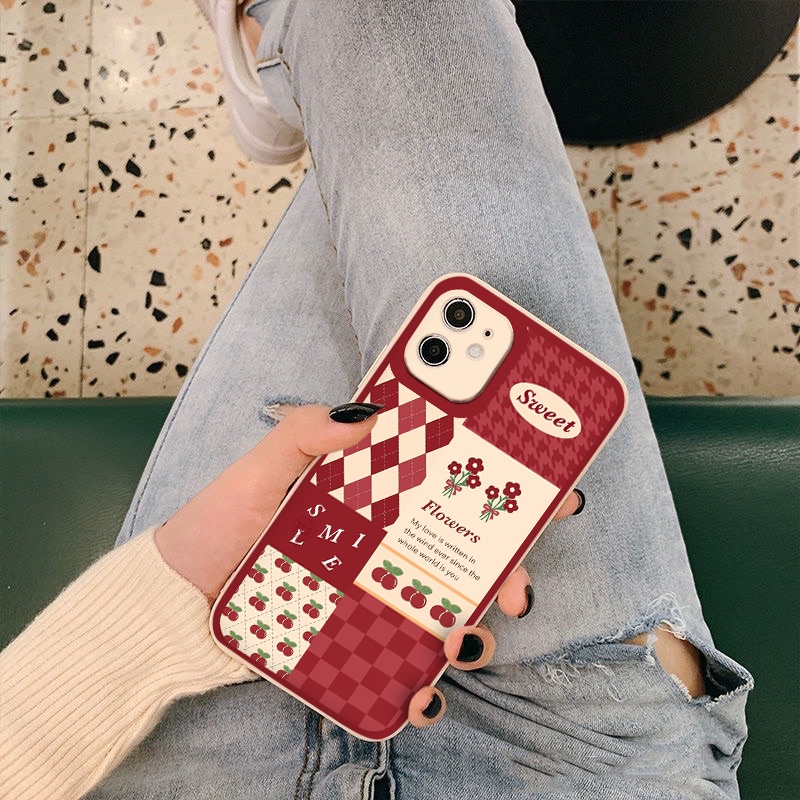 Ốp iphone caro Flowers ốp lưng iphone 7Plus 8 8Plus XR X/XS XSMax 11 11 Pro Max 12 13 pro vuông cạnh