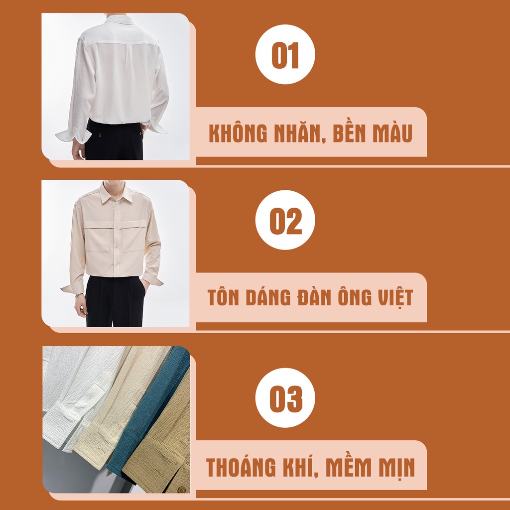 Áo sơ mi nam dài tay cổ bẻ Hàn Quốc chất vải cao cấp mềm mịn mát chống nhăn AUTOMAN A19