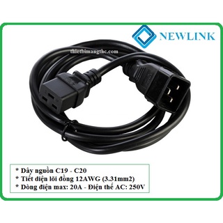 Dây nguồn UPS C19 C20 NEWLINK lõi 3.31mm2 chuẩn Mỹ 20A/250V