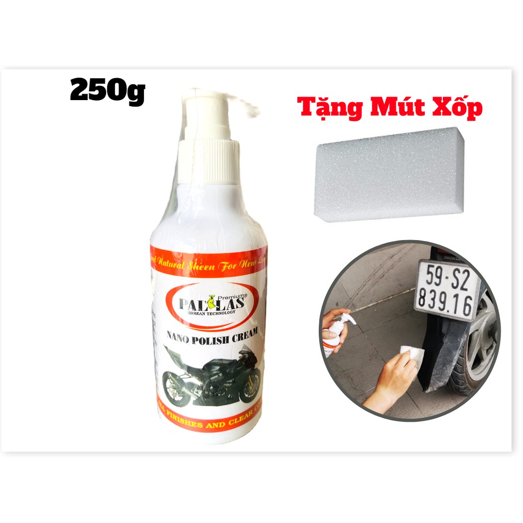 Dung Dịch Làm Mới Phục Hồi Nhựa Đen ,Bóng Lốp Xe ,Bóng Da Nano pallas 250g Tặng Mút