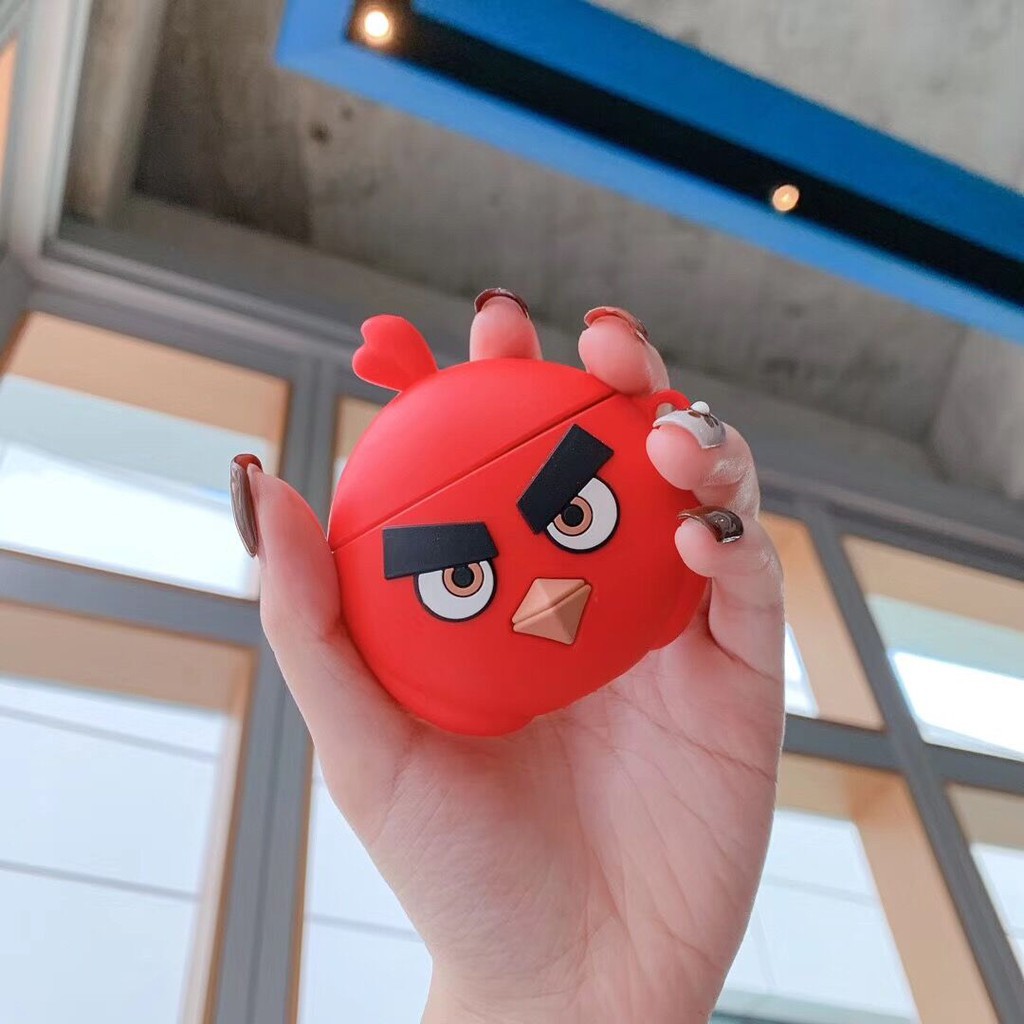 Angry birds cute cartoon airpods case soft silicone protective cover for airpods 1/2 wireless  bluetooth earphone