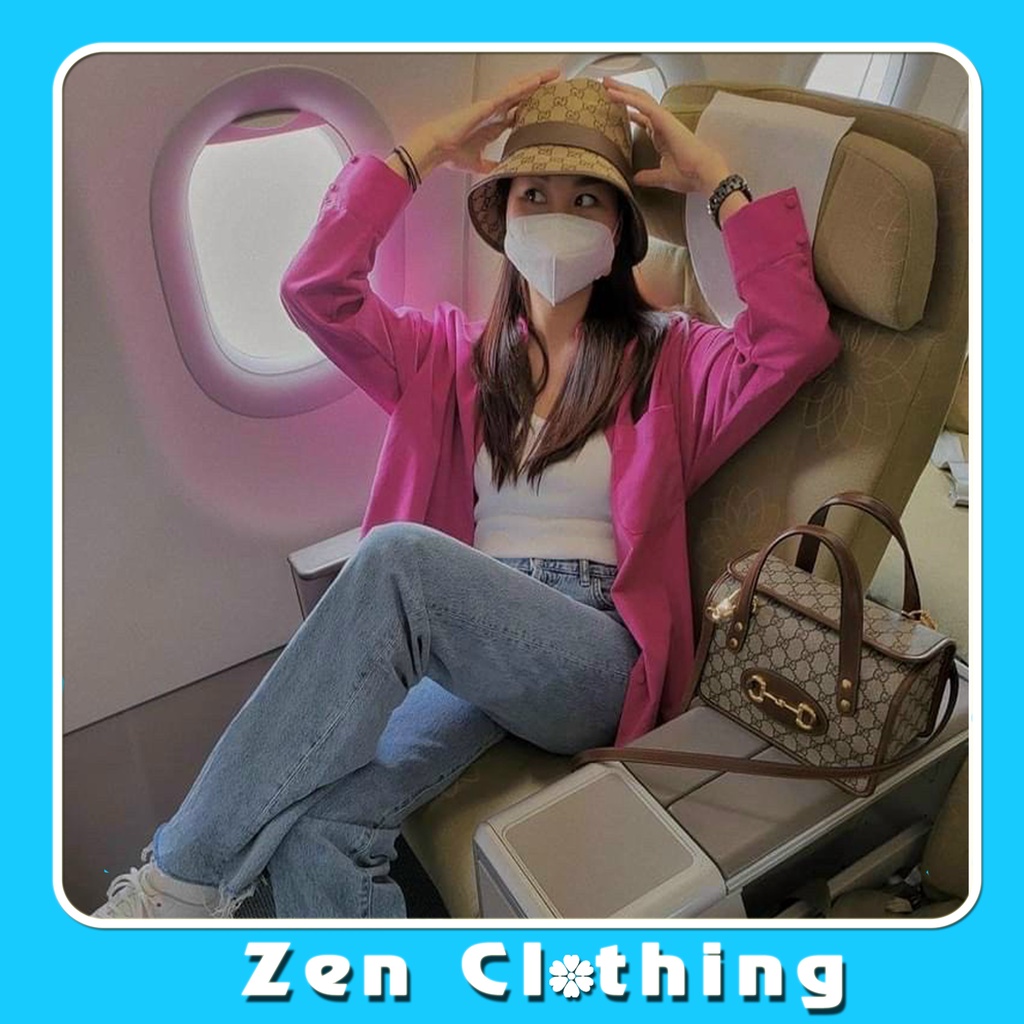 Áo sơ mi nữ form rộng hồng sen áo sơ mi nữ form thụng Zen Clothing Zen050 | BigBuy360 - bigbuy360.vn