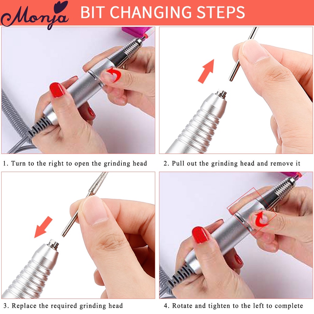 MONJA Máy Mài Móng Tay 30000 RPM Có Thể Sạc Lại Tiện Dụng Chất Lượng Cao