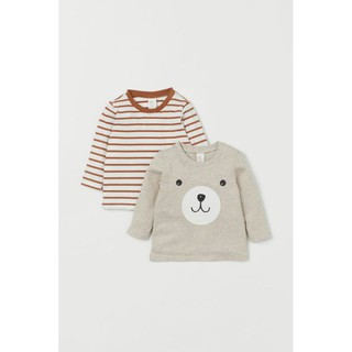 Set 2 áo thun cotton gấu săn sale h.m uk sz 9-12m