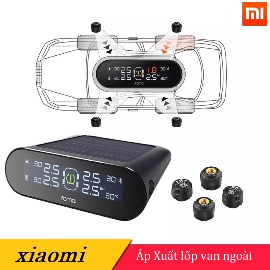 [ Xiaomi 70 mai ] Bộ hiển thị báo áp suất lốp ô tô 70 mai xiaomi van ngoài - Bảo hành chính hãng 12 tháng